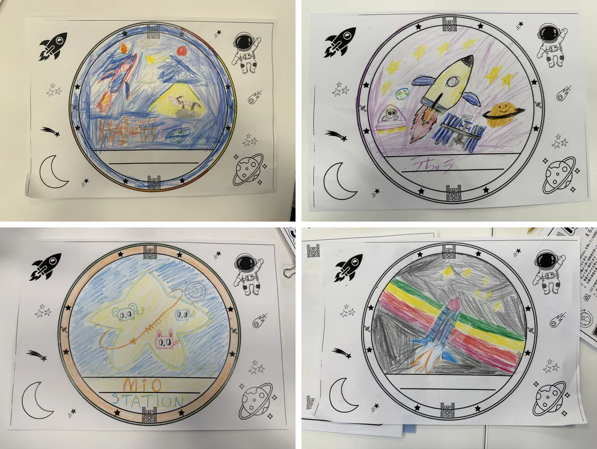 子どもたちがデザインしたワッペンの作品4点
